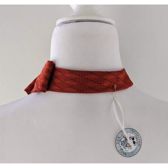 Women's Ascot Scarf Sustainably Made From A Terracotta Necktie - Picture 6 of 7